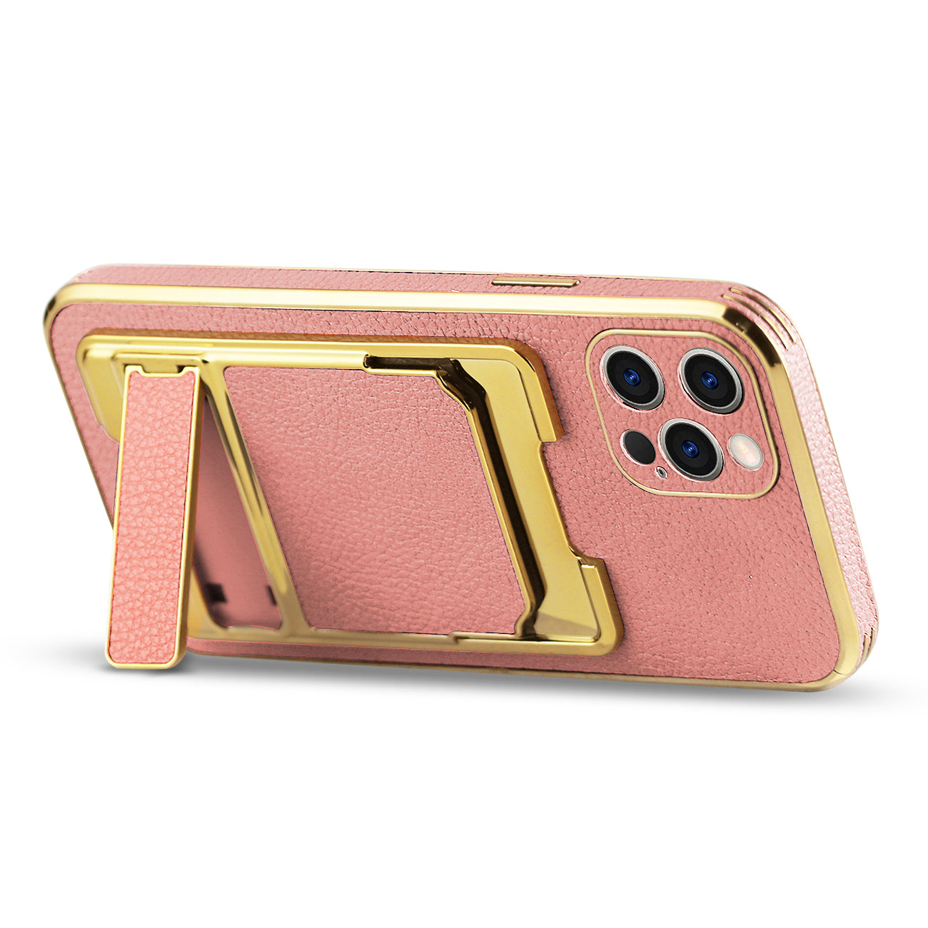 IPHONE 12 Max Leather Case with Card Holder In Pink