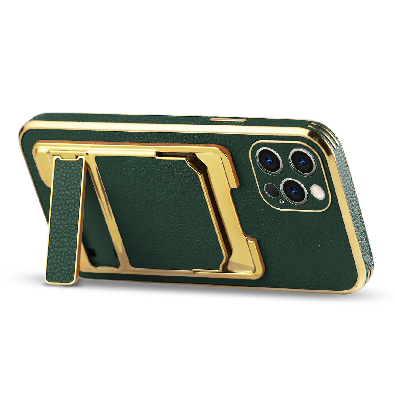 IPHONE 12 Pro Leather Case with Card Holder In Green