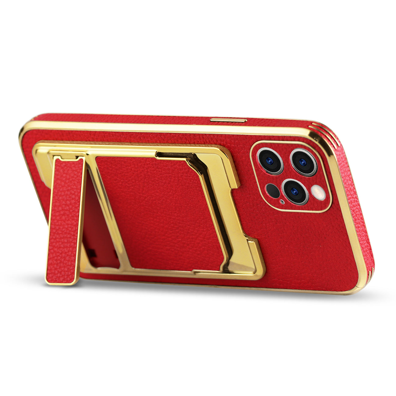 IPHONE 12 Pro Leather Case with Card Holder In Red