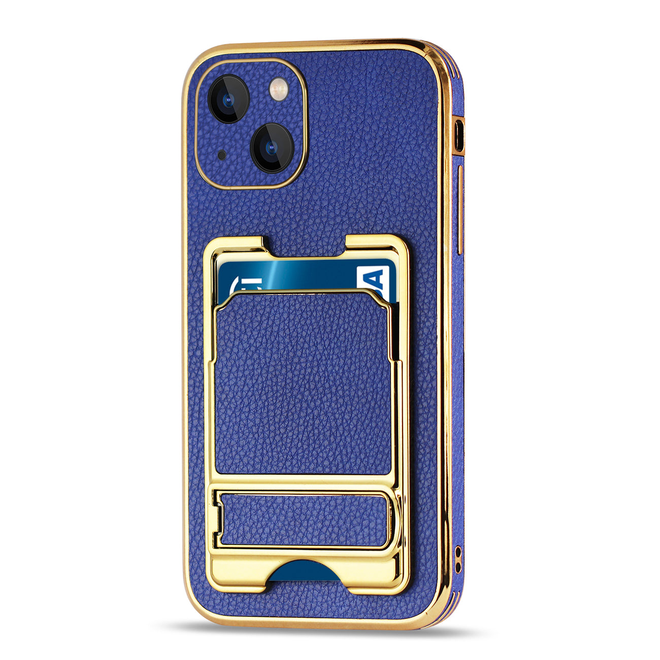 IPHONE 13 Leather Case with Card Holder In Blue