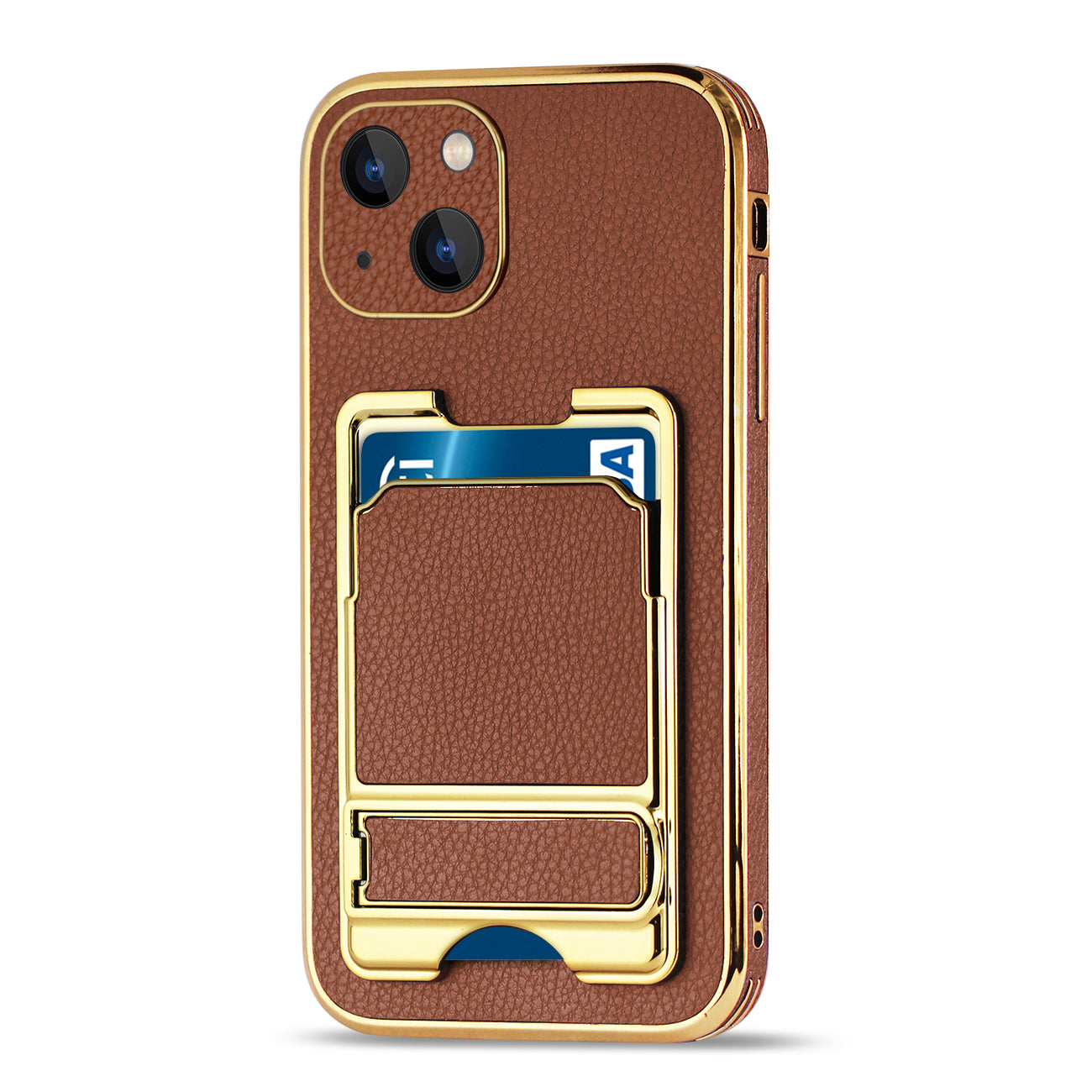 IPHONE 13 Leather Case with Card Holder In Brown