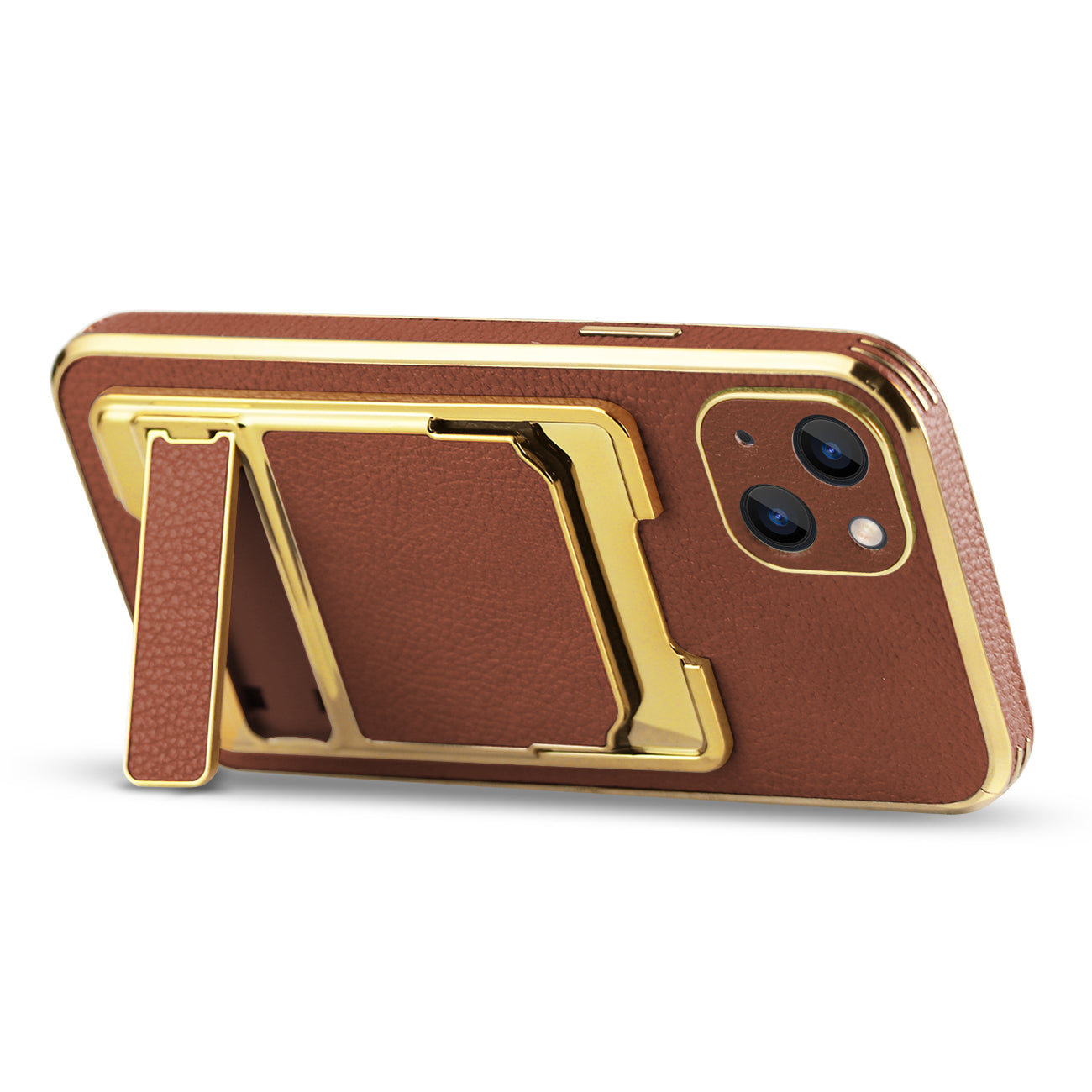 IPHONE 13 Leather Case with Card Holder In Brown