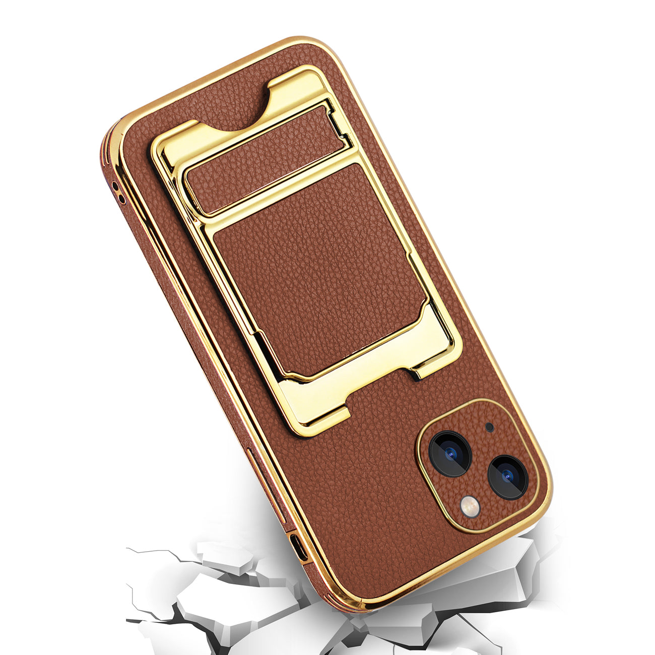 IPHONE 13 Leather Case with Card Holder In Brown