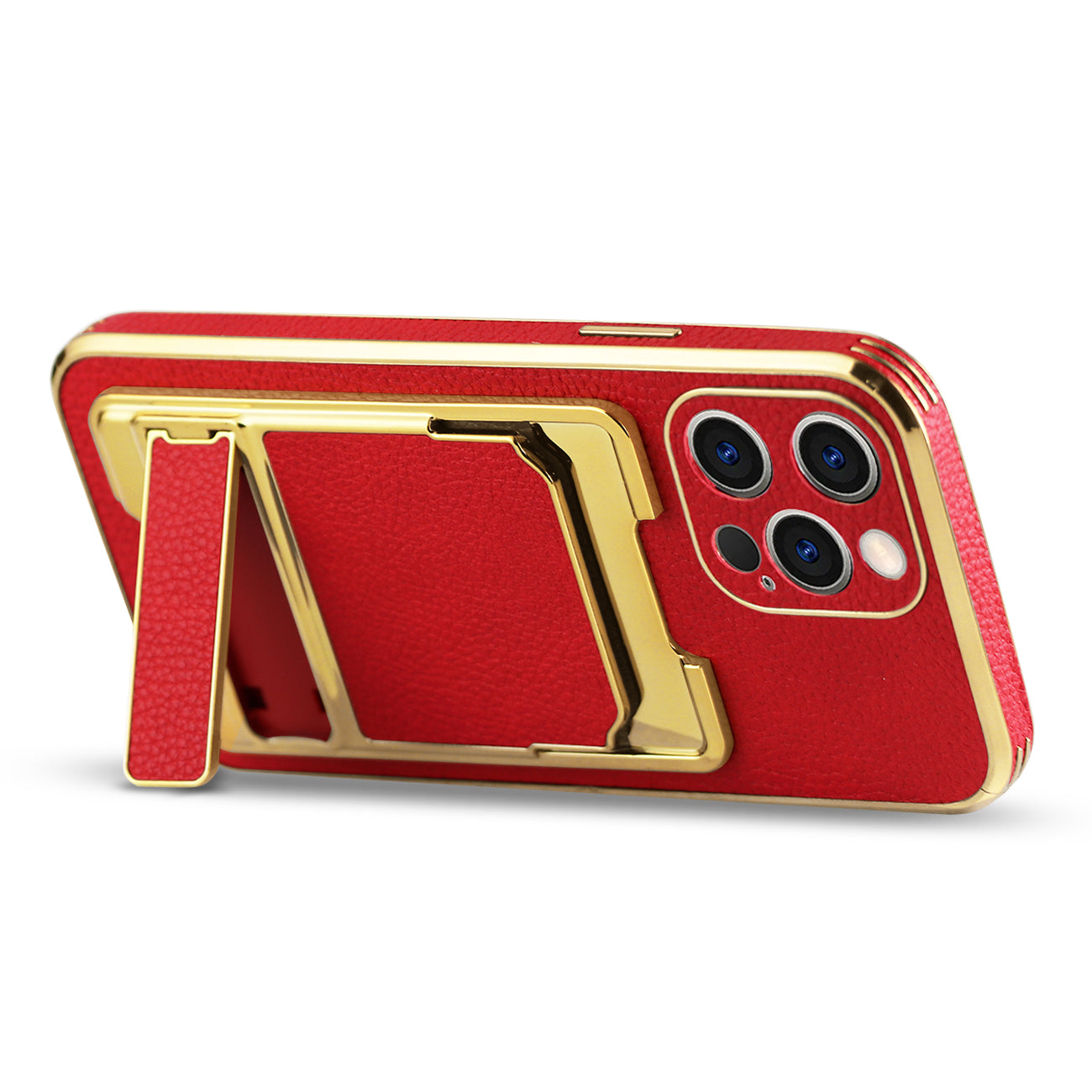 IPHONE 13 Max Leather Case with Card Holder In Red