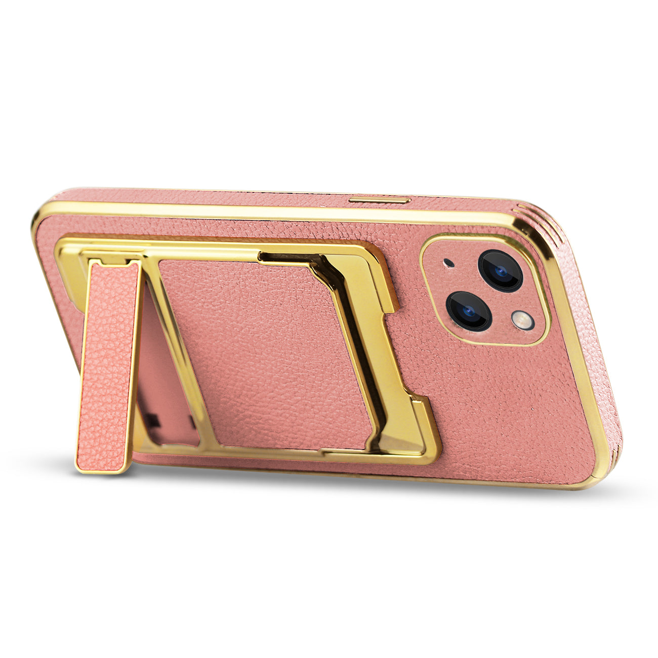 IPHONE 13 Leather Case with Card Holder In Pink
