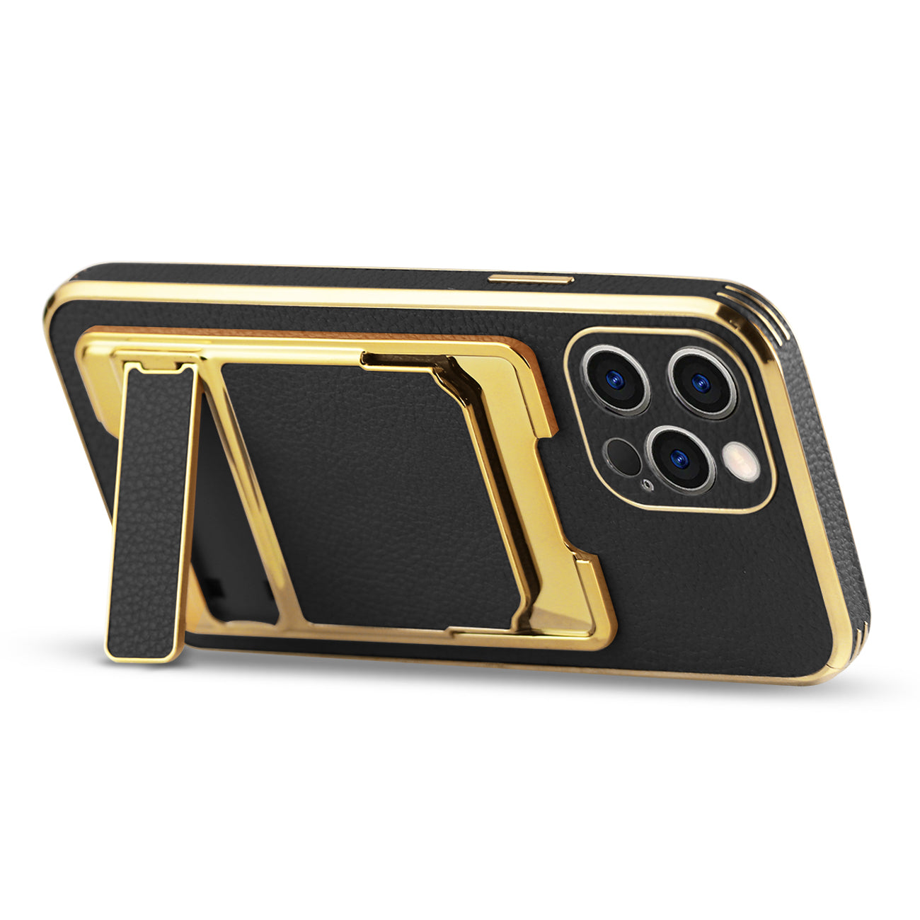 IPHONE 13 Pro Leather Case with Card Holder In Black