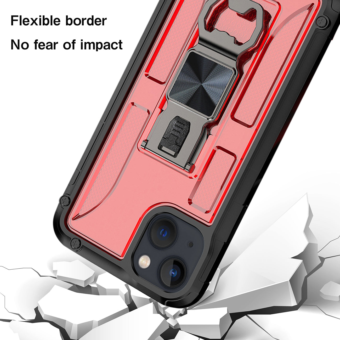 Kickstand Ring Holder/Bottle Opener with Magnetic Car Mount for APPLE IPHONE 13 In Red