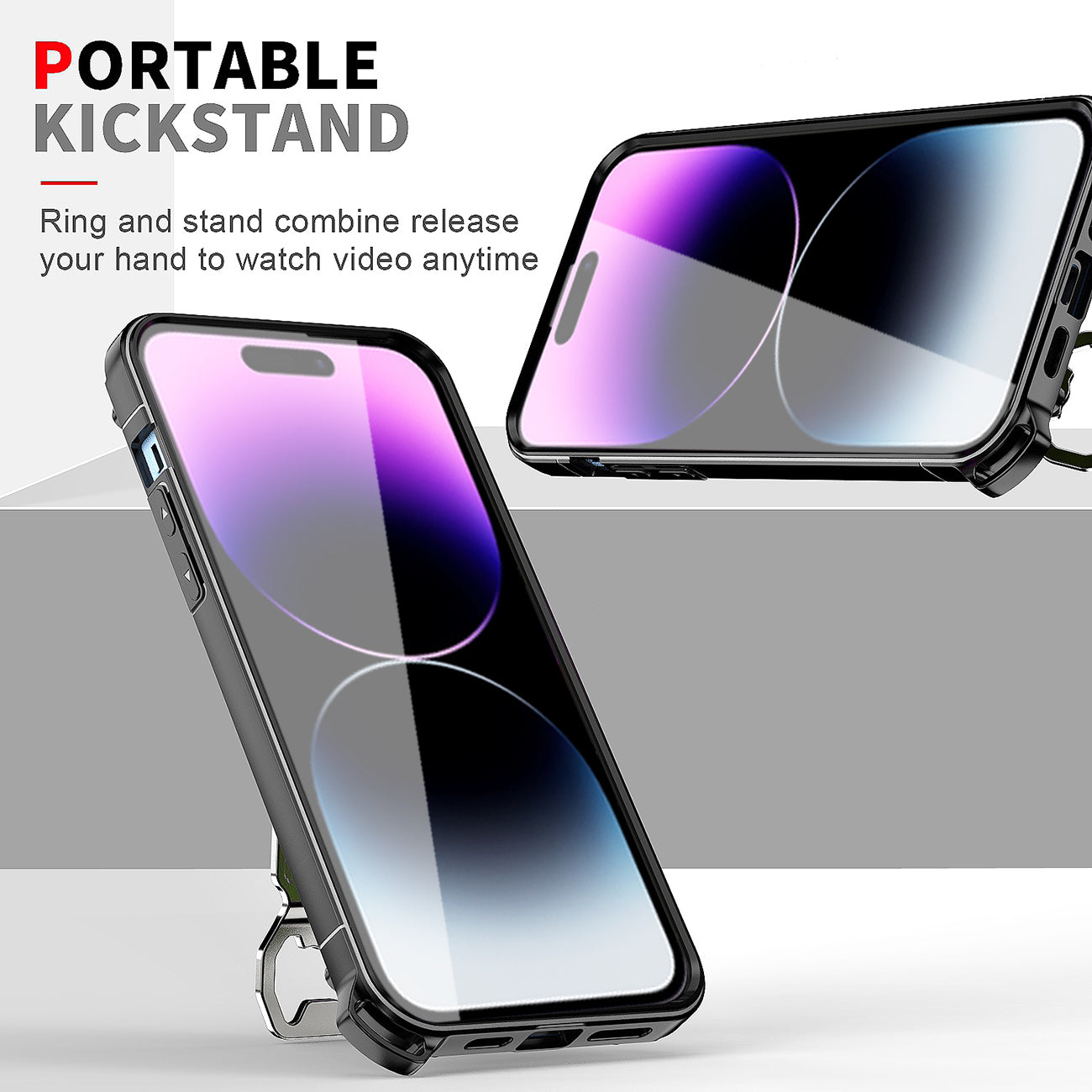 Kickstand Ring Holder/Bottle Opener with Magnetic Car Mount for IPHONE 14 PRO MAX In Red
