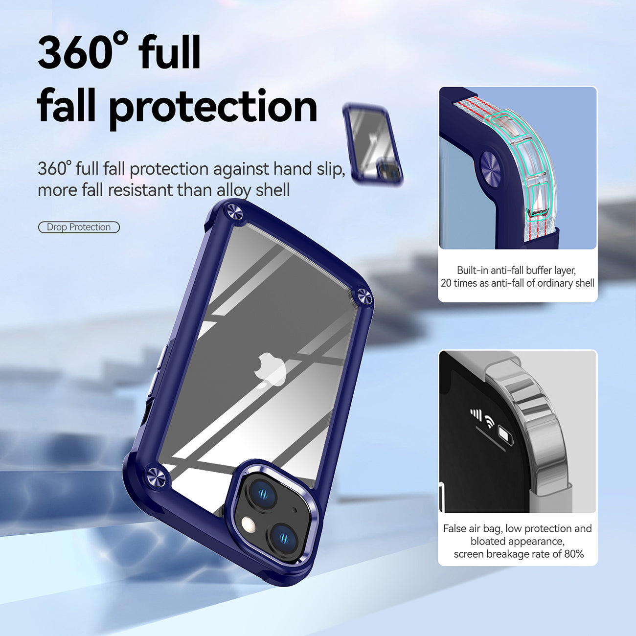High Quality Clean PC,TPU and Metal Bumper Case For iPhone 13 In Navy
