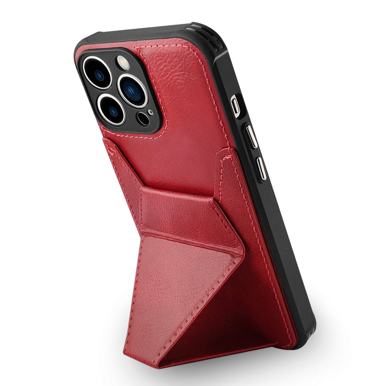 TPU Leather Phone Case for Apple iPhone 13 PRO with Card Holder Strap In Red