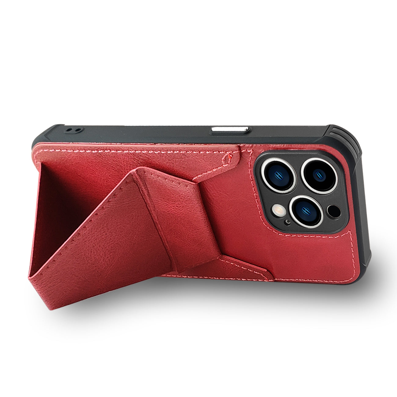 TPU Leather Phone Case for Apple iPhone 13 PRO with Card Holder Strap In Red