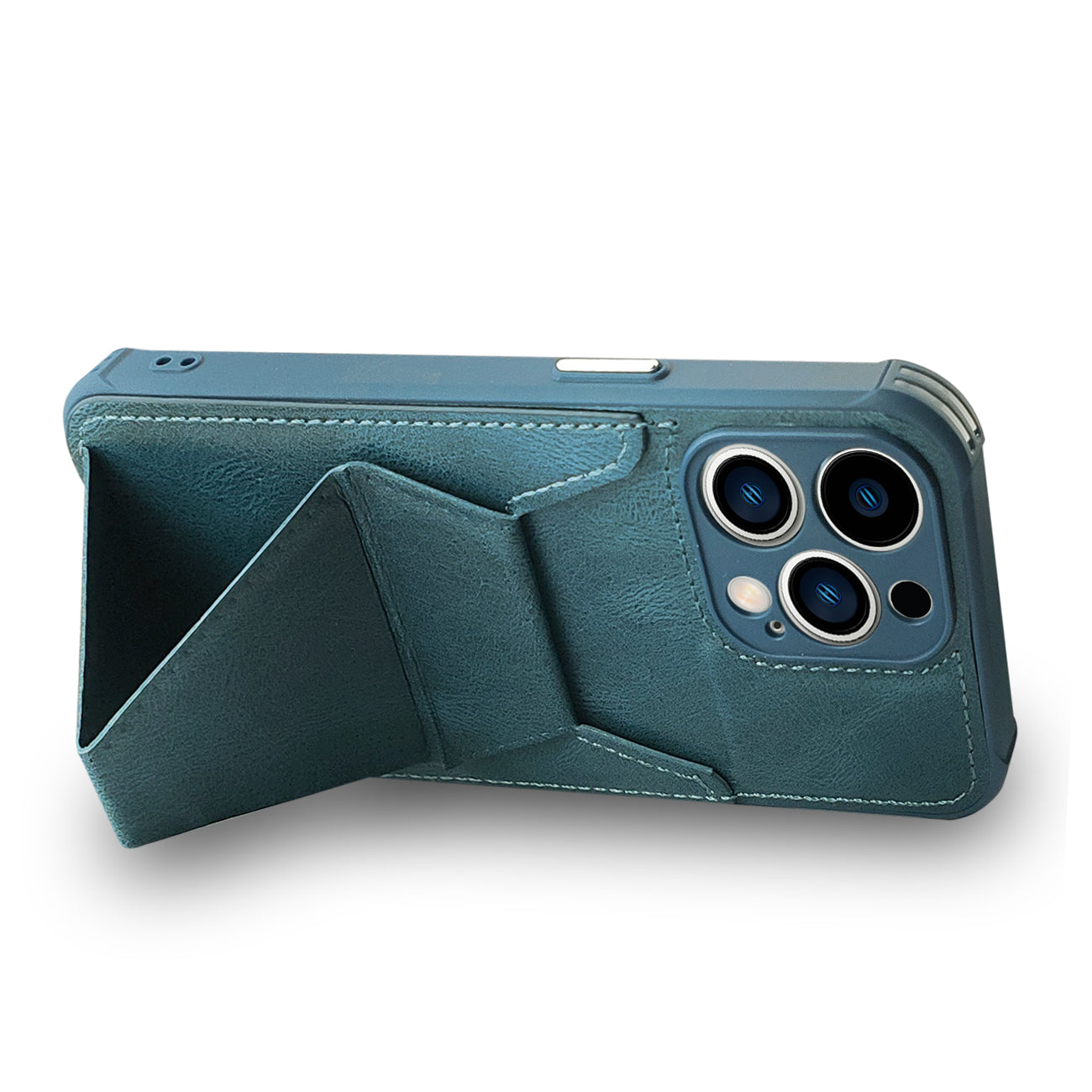 TPU Leather Phone Case for Apple iPhone 14 PRO with Card Holder Strap In Navy