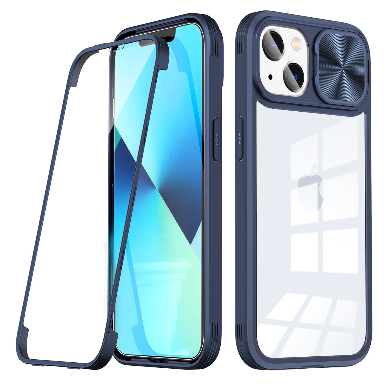 Phone Case With Mobile Phone Protective Film Slide Camera Lens Full Protection iPhone 14 Navy Color