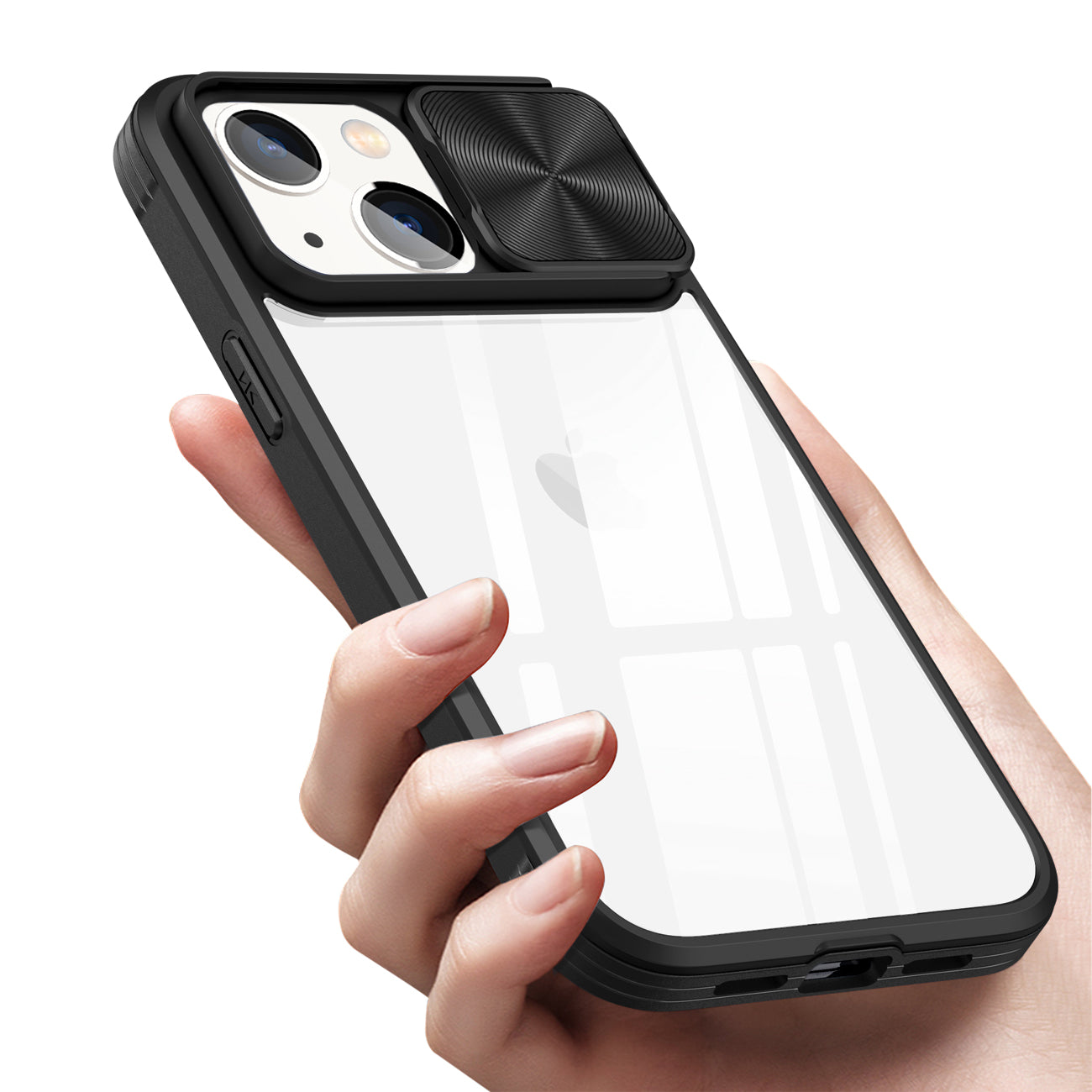 Protective Film Slide Camera Lens Phone Case For iPhone 14 Plus In Black