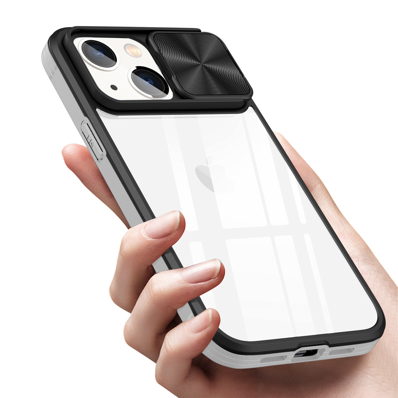 Protective Film Slide Camera Lens Phone Case For iPhone 14 Plus In Gray