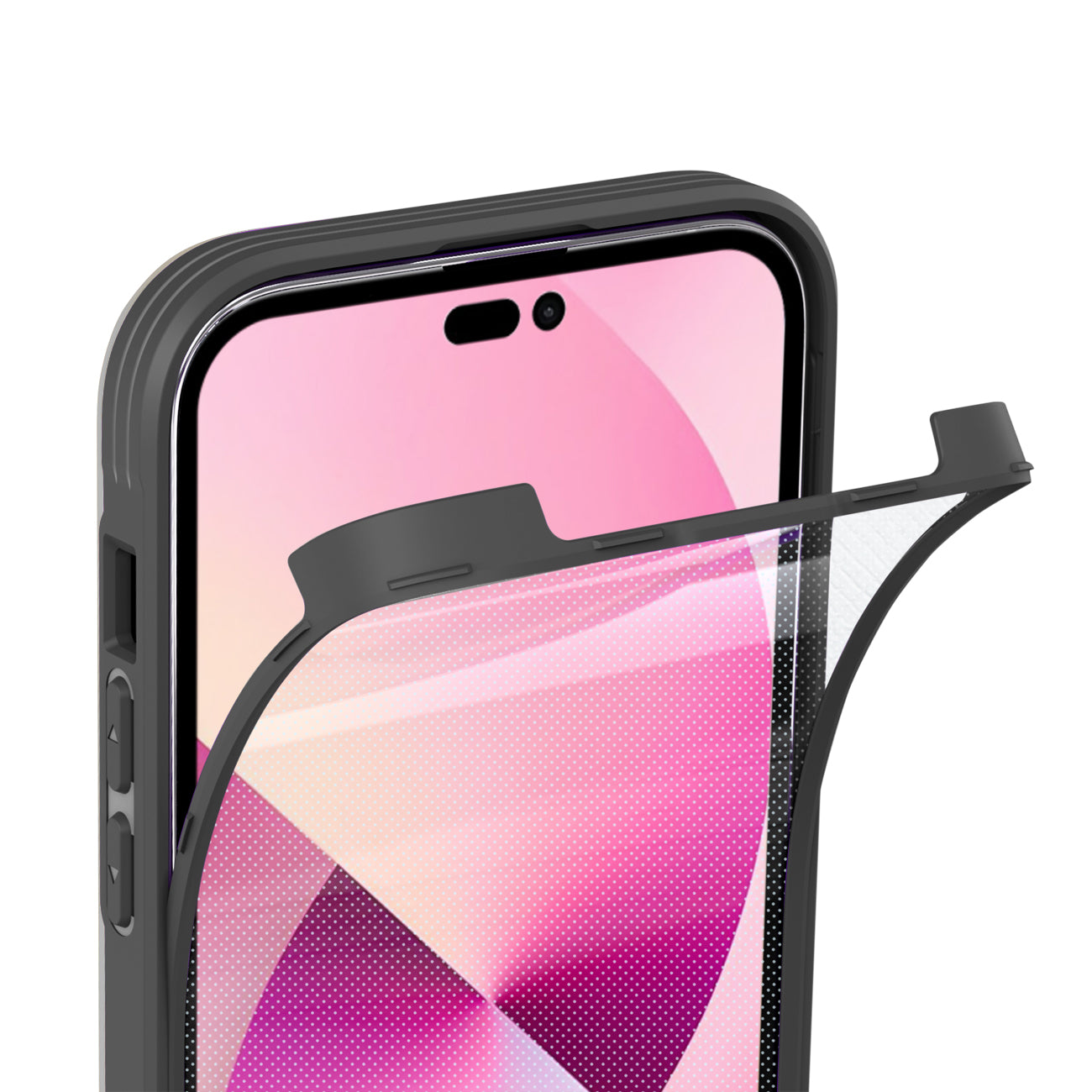 Protective Film Slide Camera Lens Phone Case For iPhone 14 Pro In Gray