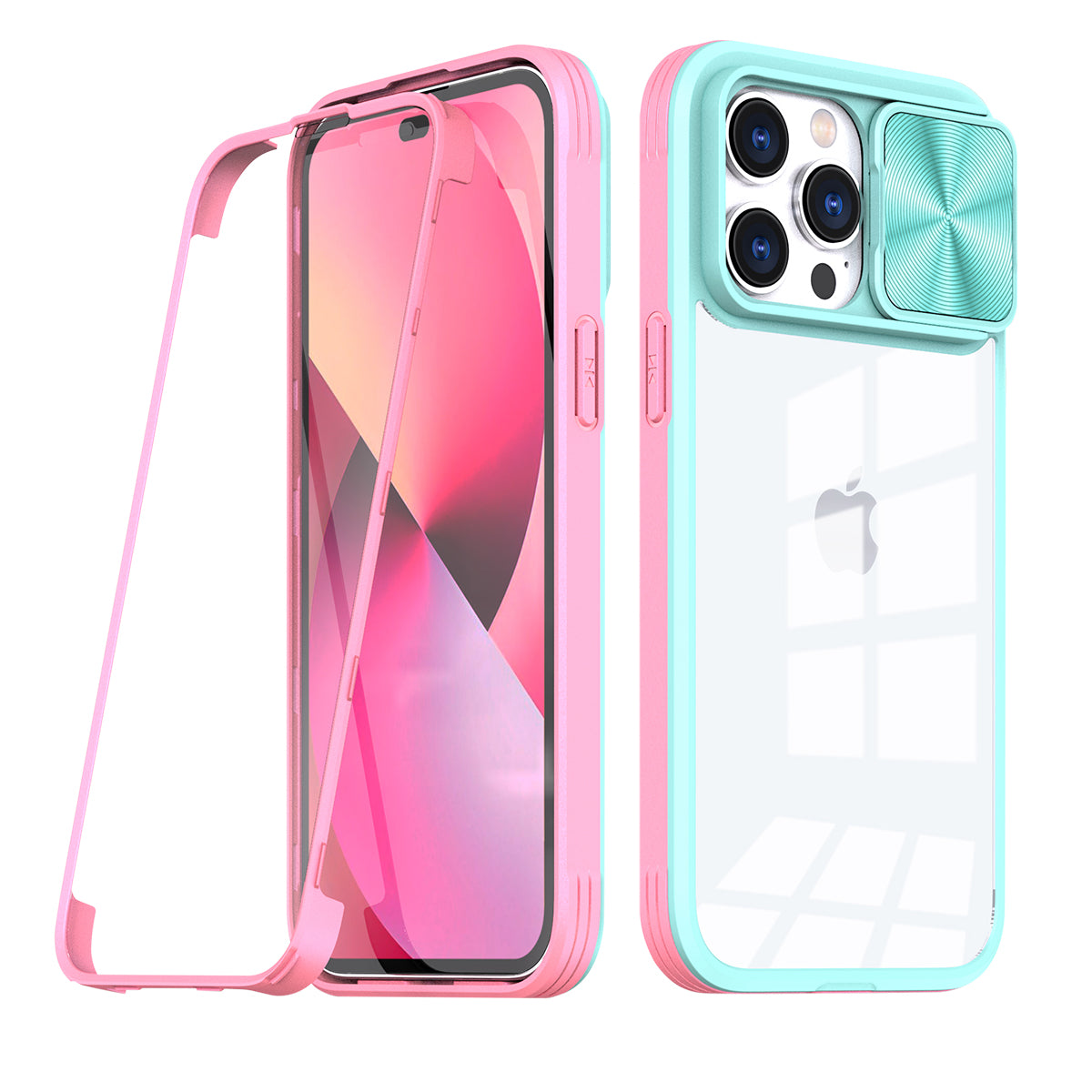 Protective Film Slide Camera Lens Phone Case For iPhone 14 Pro Max In Blue