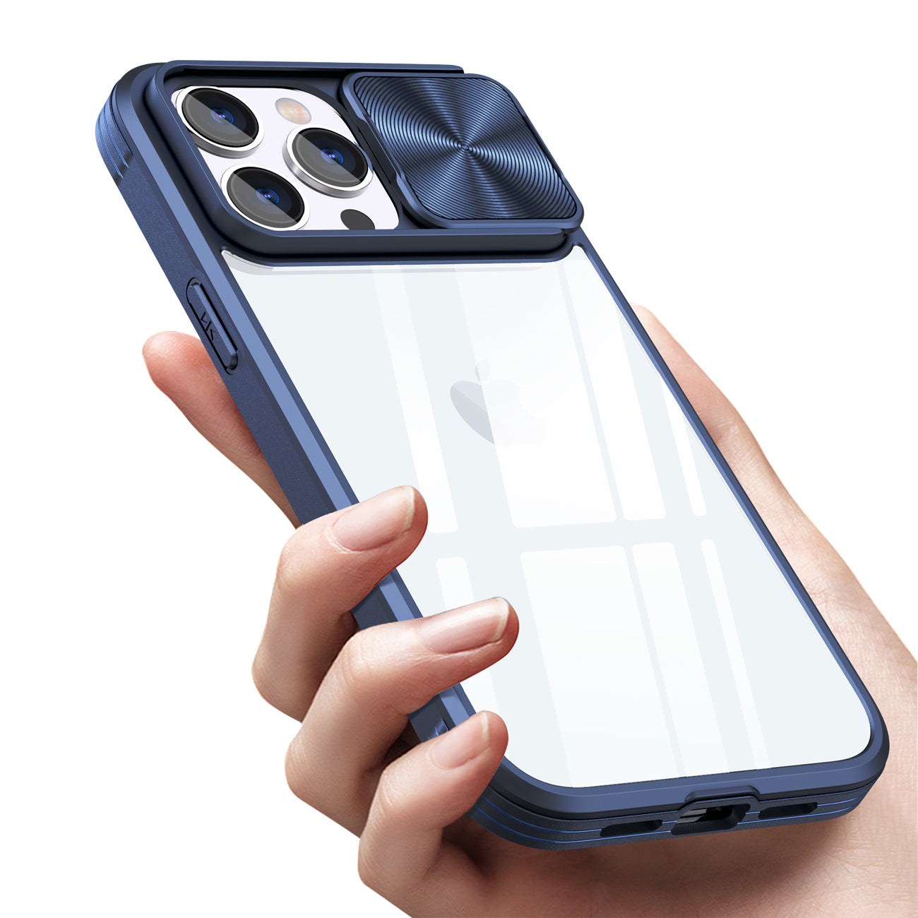 Protective Film Slide Camera Lens Phone Case For iPhone 14 Pro Max In Navy