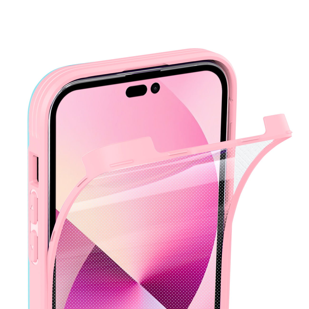 Protective Film Slide Camera Lens Phone Case For iPhone 14 Pro In Pink