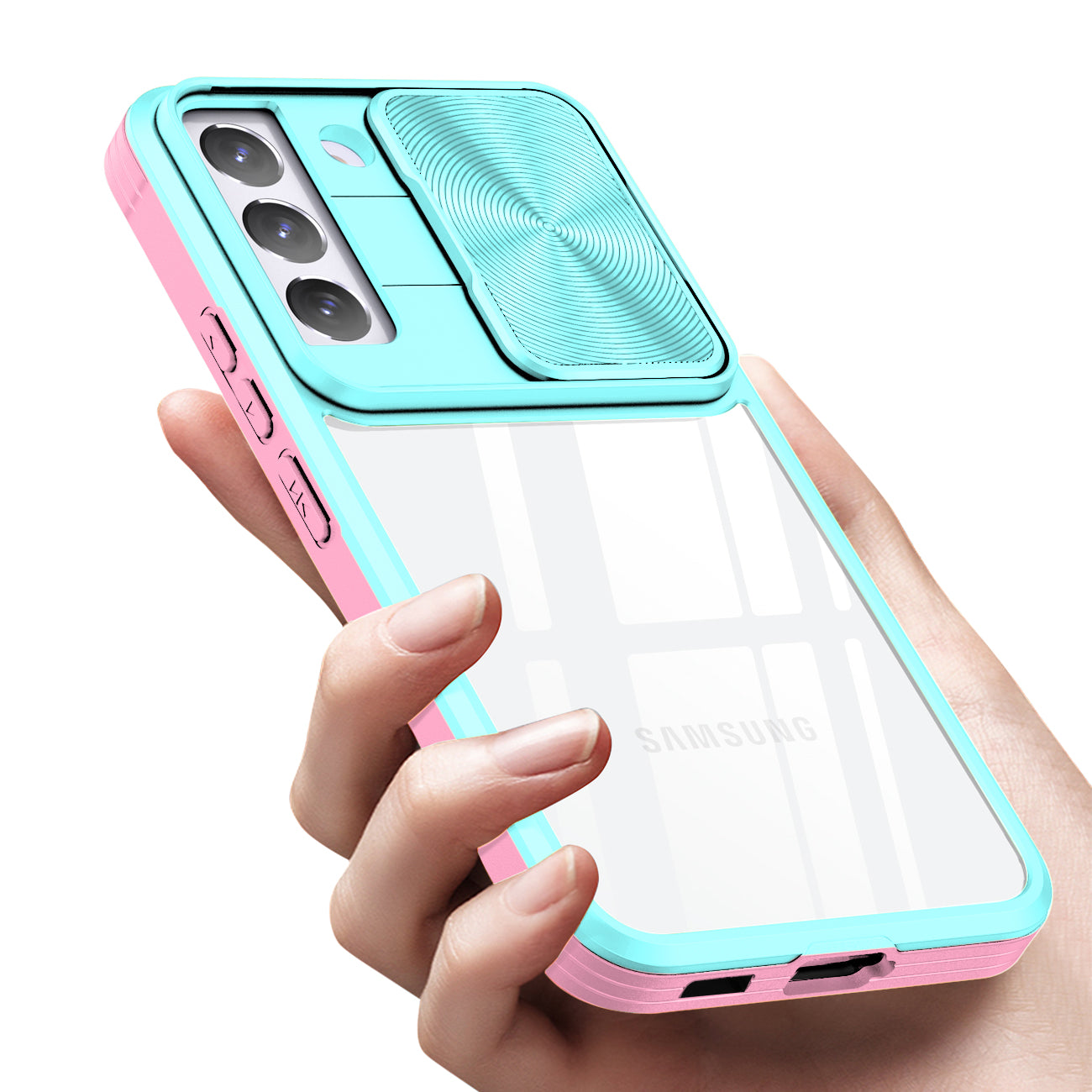 Protective Film Slide Camera Lens Phone Case For Samsung Galaxy S 22 In Blue