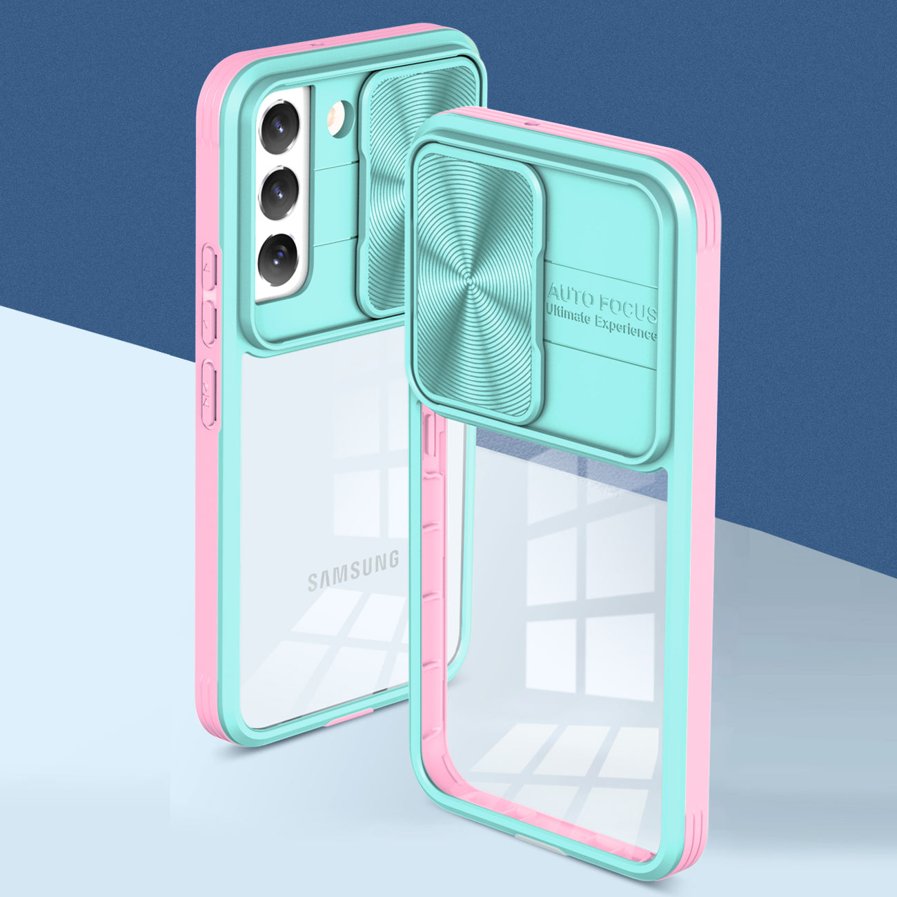 Protective Film Slide Camera Lens Phone Case For Samsung Galaxy S 22 In Blue