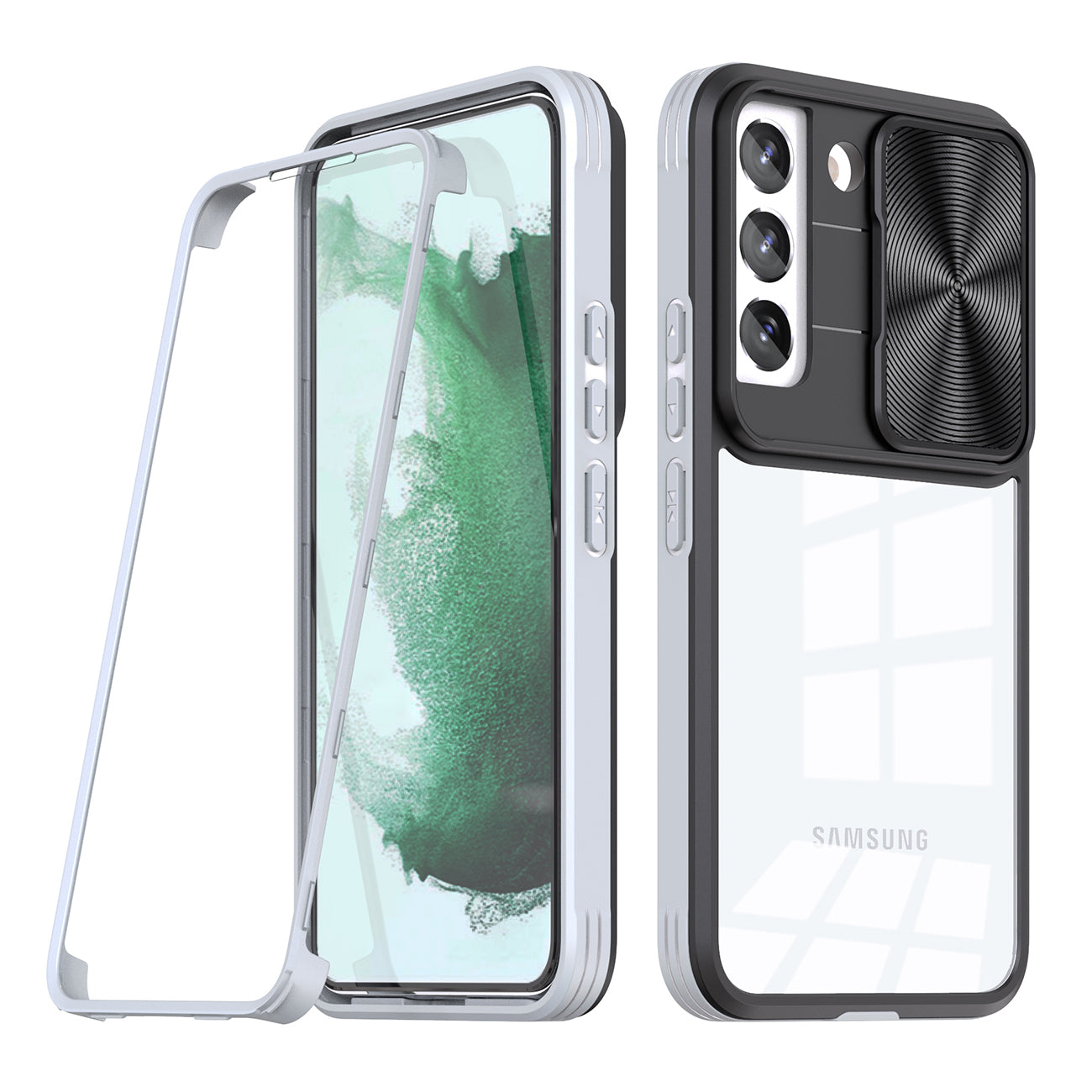 Protective Film Slide Camera Lens Phone Case For Samsung Galaxy S 22 In Gray