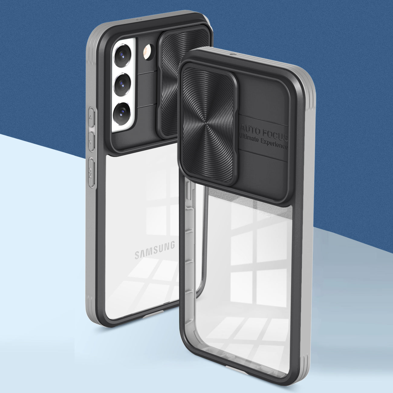 Protective Film Slide Camera Lens Phone Case For Samsung Galaxy S 22 Plus In Gray