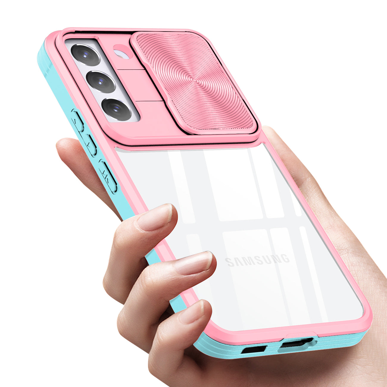 Protective Film Slide Camera Lens Phone Case For Samsung Galaxy S 22 In Pink