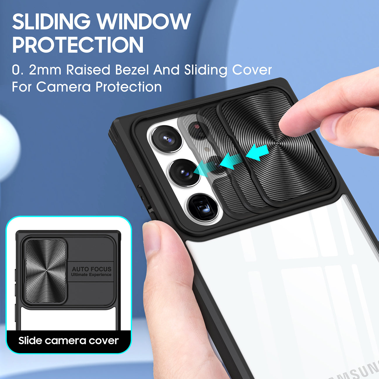 Phone Case With Mobile Phone Protective Film Slide Camera Lens Full Protection Samsung Galaxy S22 Ultra Black Color