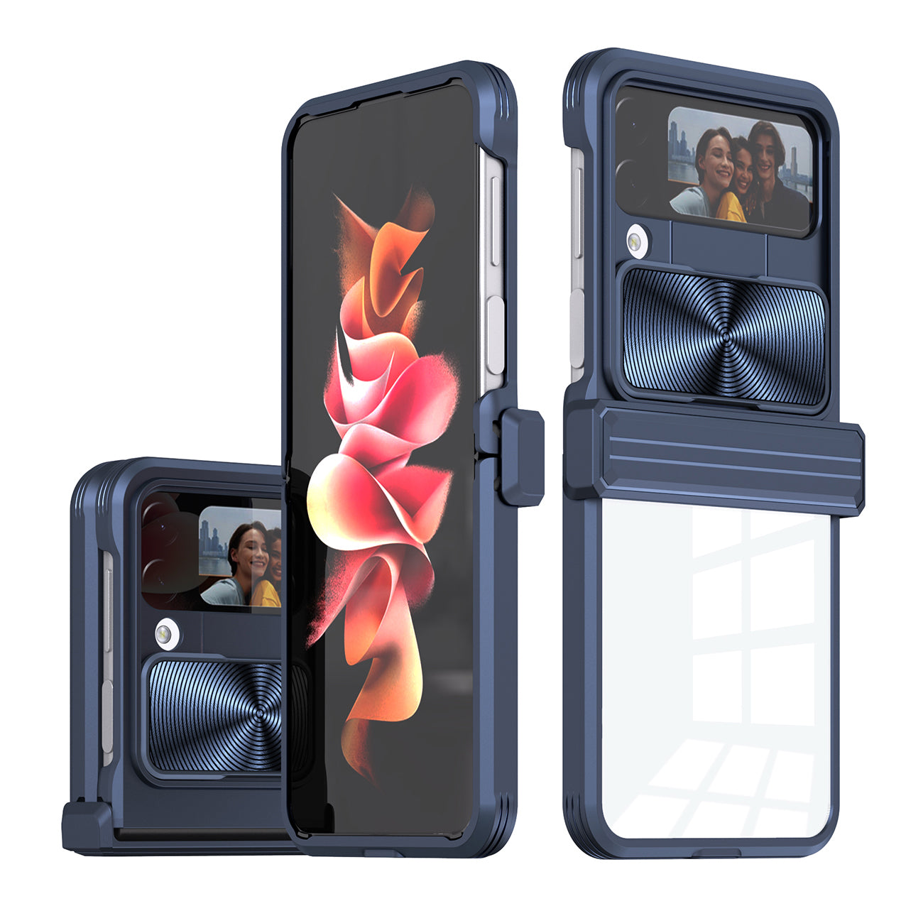 Protective Film Slide Camera Lens Phone Case For Samsung Galaxy Z Flip 4 In Navy