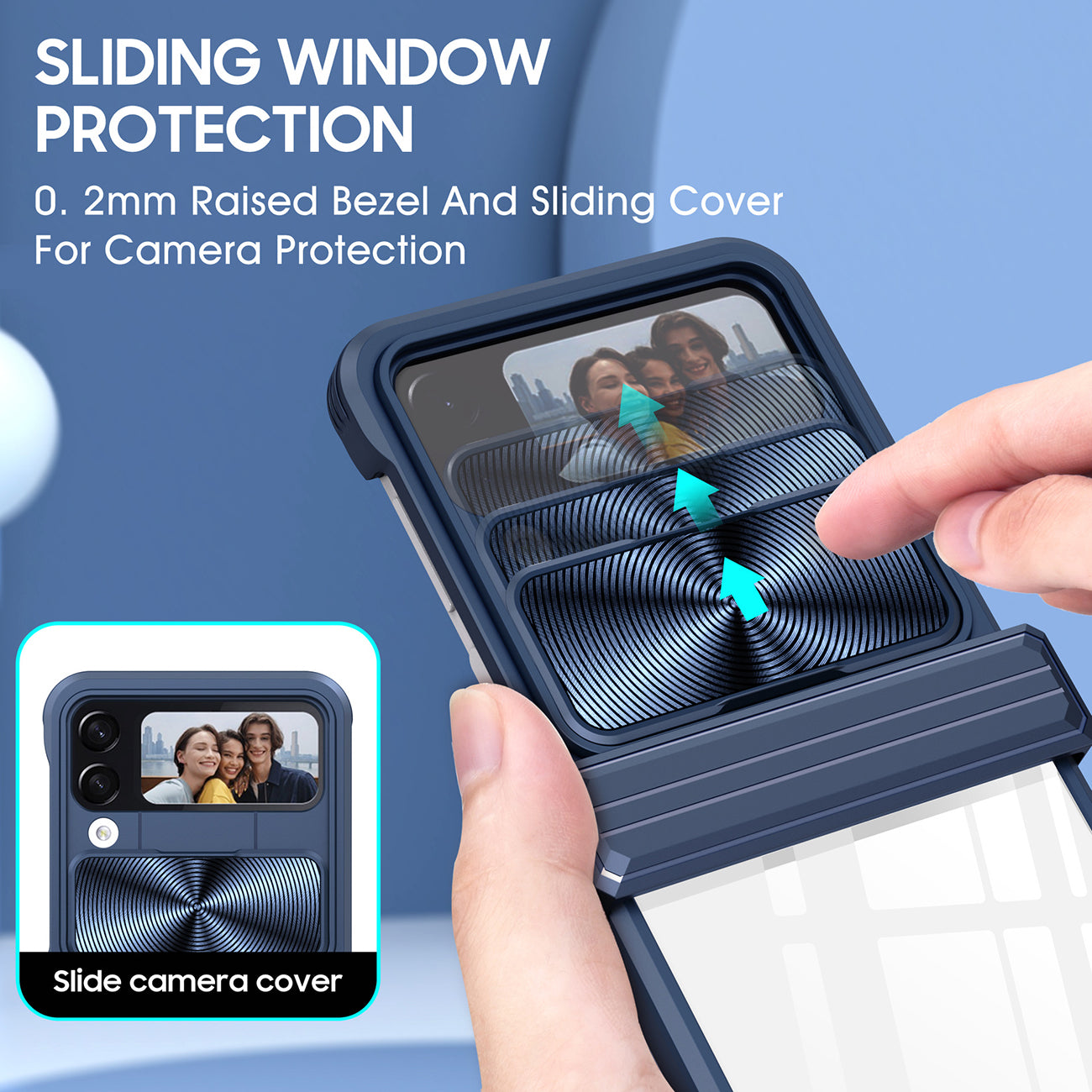 Protective Film Slide Camera Lens Phone Case For Samsung Galaxy Z Flip 4 In Navy