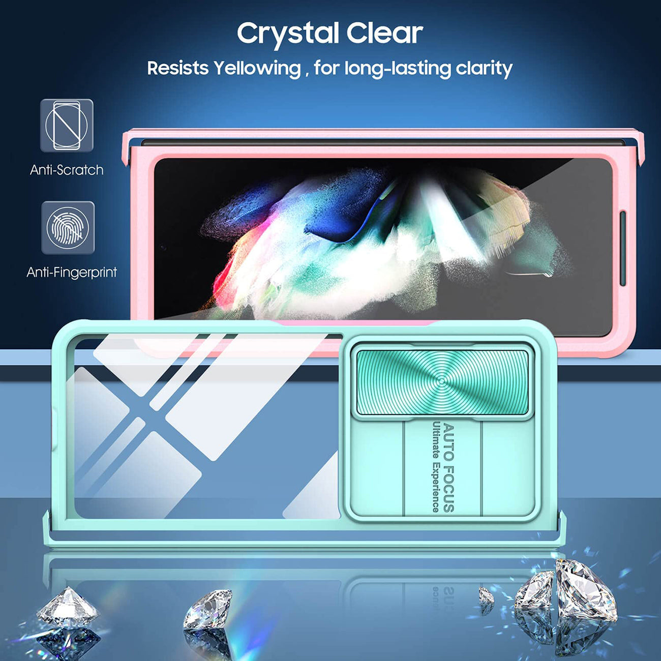 Protective Film Slide Camera Lens Phone Case For Samsung Galaxy Z Fold 4 In Blue