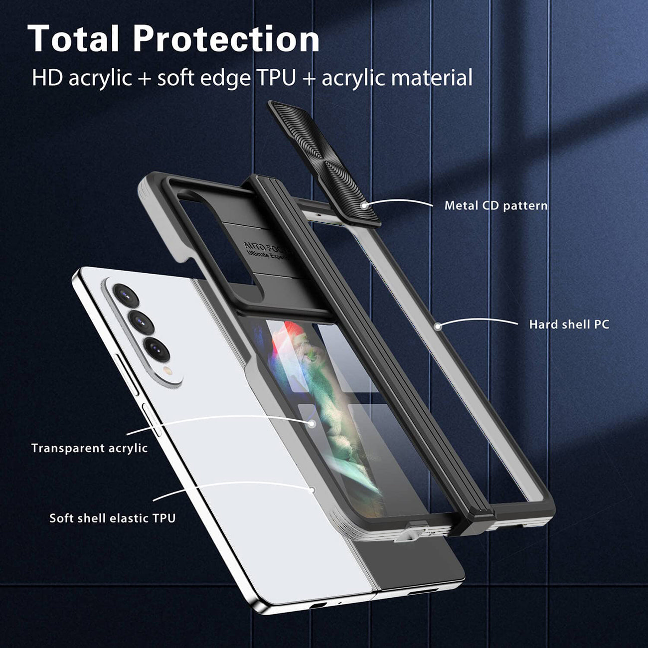 Protective Film Slide Camera Lens Phone Case For Samsung Galaxy Z Fold 4 In Gray