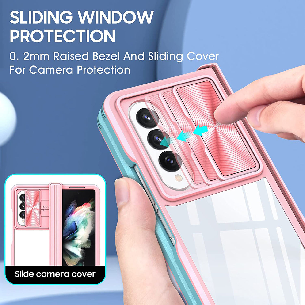 Protective Film Slide Camera Lens Phone Case For Samsung Galaxy Z Fold 4 In Pink