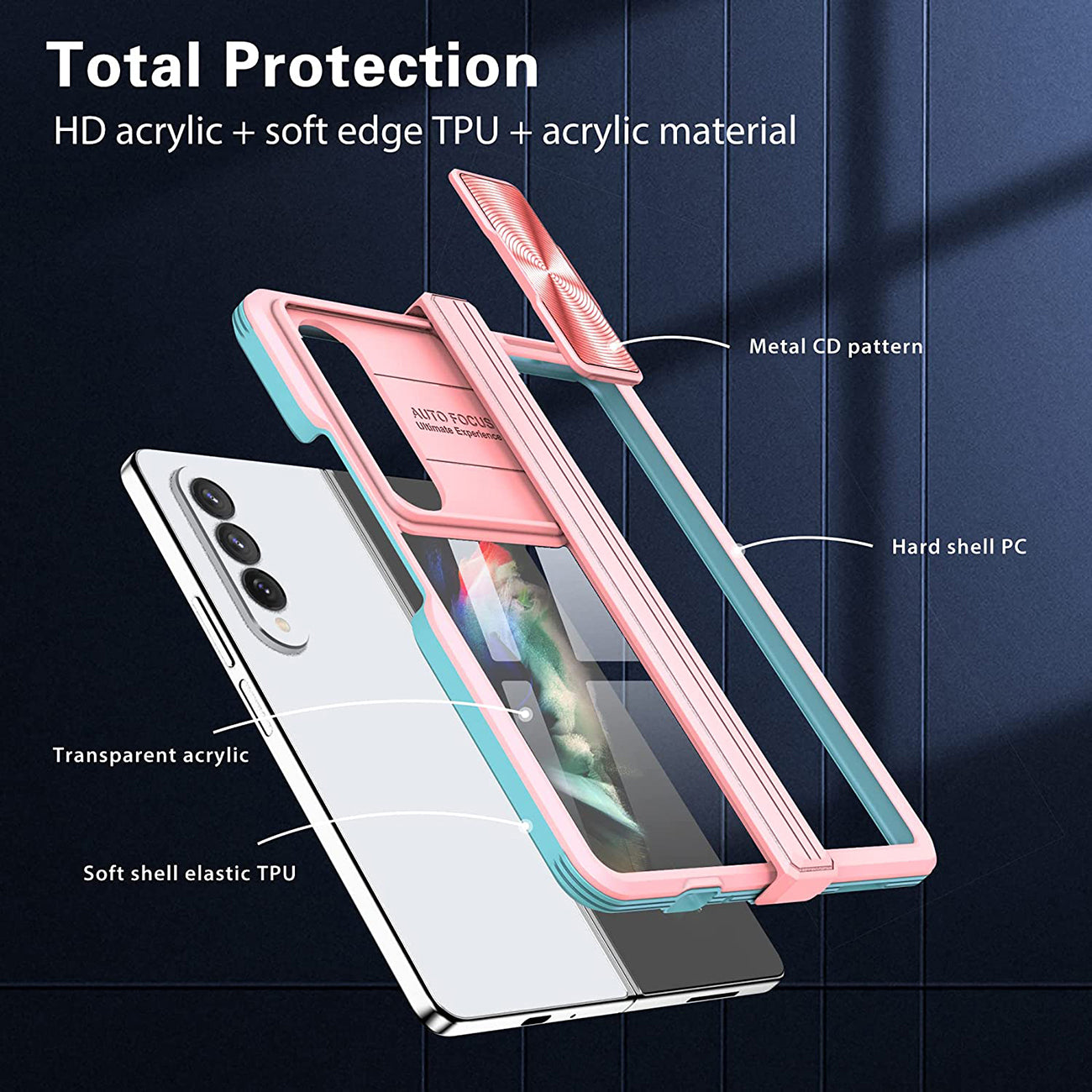 Protective Film Slide Camera Lens Phone Case For Samsung Galaxy Z Fold 4 In Pink