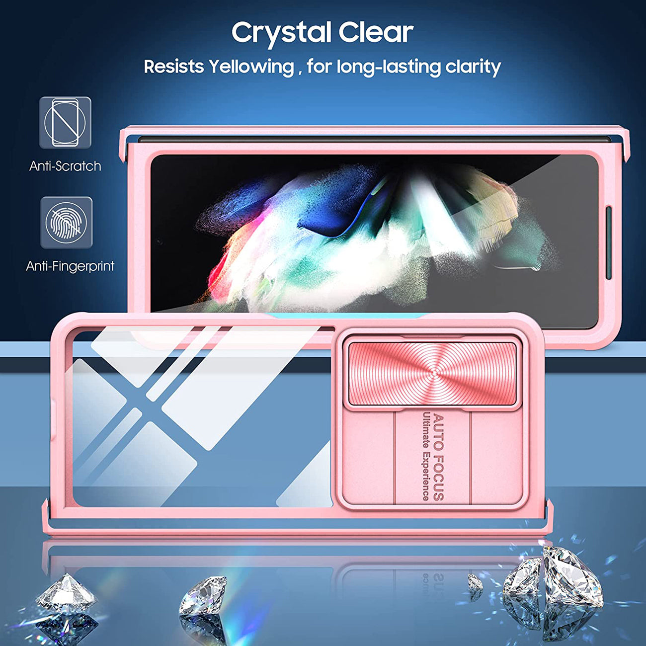 Protective Film Slide Camera Lens Phone Case For Samsung Galaxy Z Fold 4 In Pink