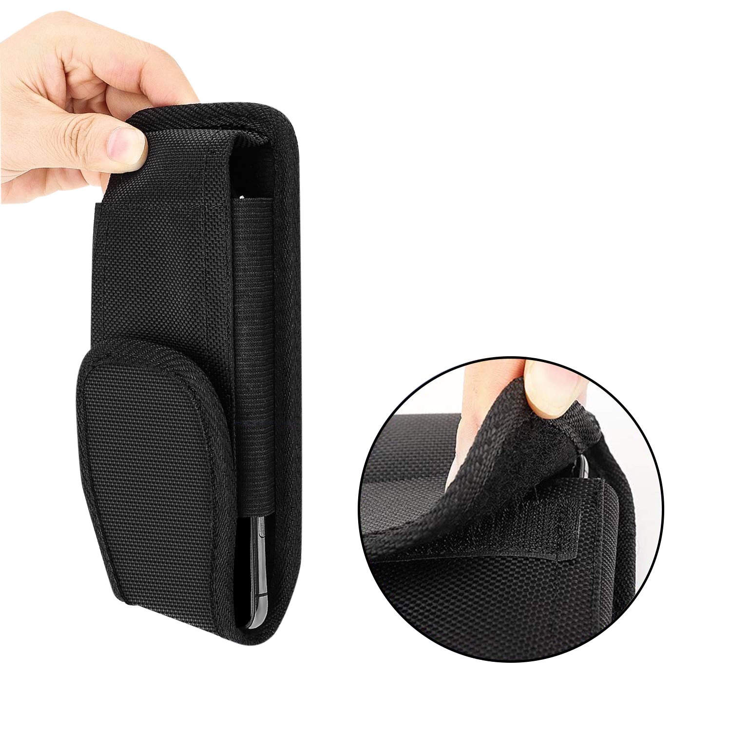 Reiko Vertical Rugged Pouch/Phone Holster With Belt Clip In Black