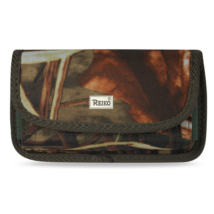 Pouch/ Phone Holster Horizontal Rugged Engraved Logo Velcro Metal Belt Clip Camouflage