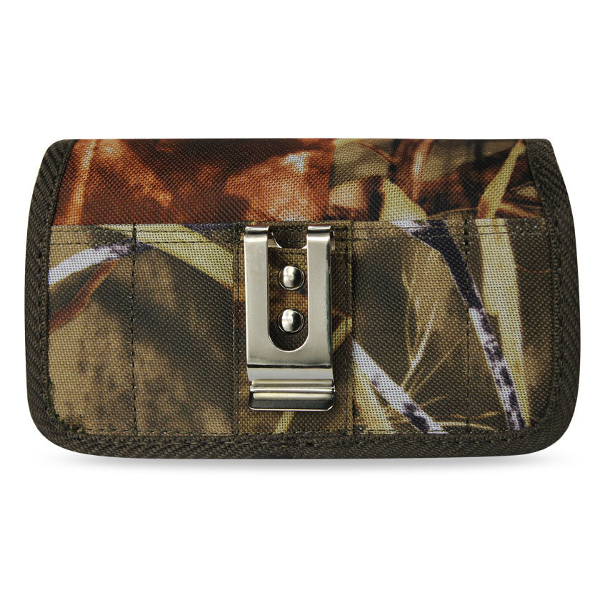 Pouch/ Phone Holster Horizontal Rugged Engraved Logo Velcro Metal Belt Clip Camouflage