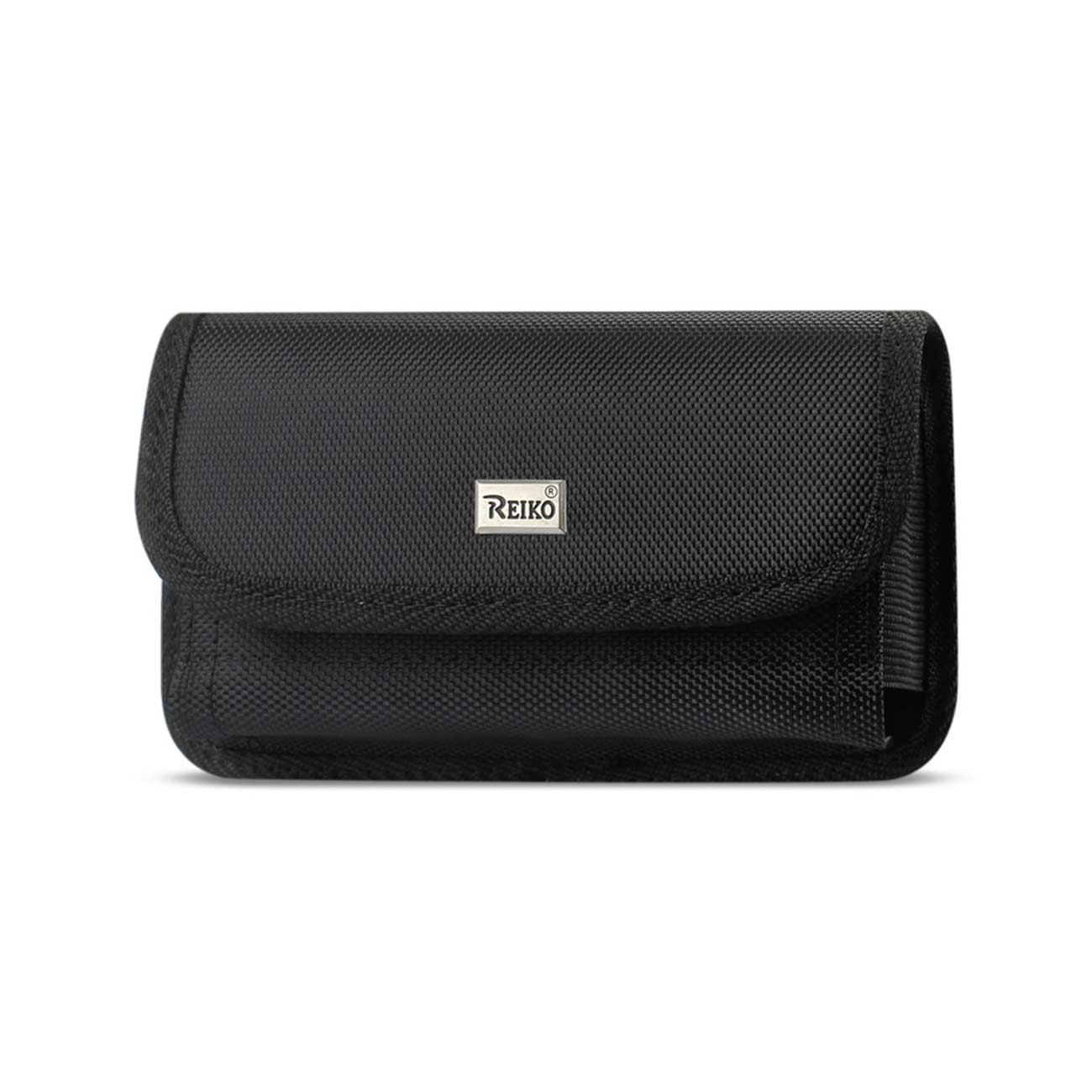Pouch/ Phone Holster Rugged Horizontal With Velcro And Metal Belt Clip Black Color