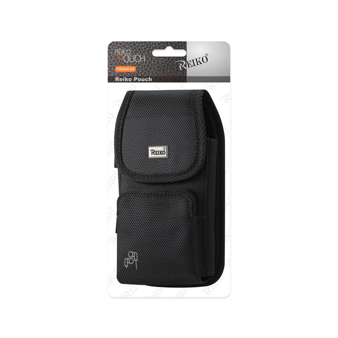 Vertical Rugged Pouch/Phone Holster With Zipper Pocket Black In Cardboard Packaging