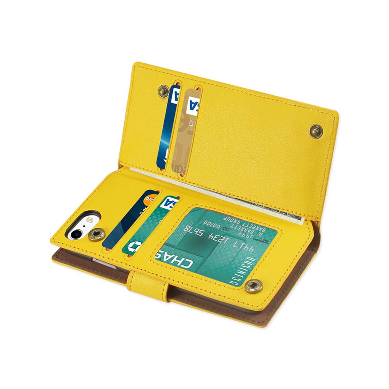 Wallet Case Synthetic Bullhide Leather With RFID Card Protection iPhone 7/ 8/ SE2 Yellow Color