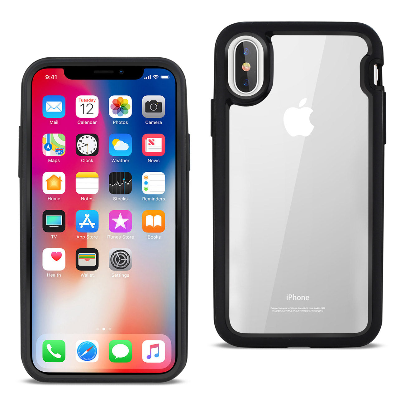 iPhone X/iPhone XS Hard Transparent Plastic TPU Case In Clear Black