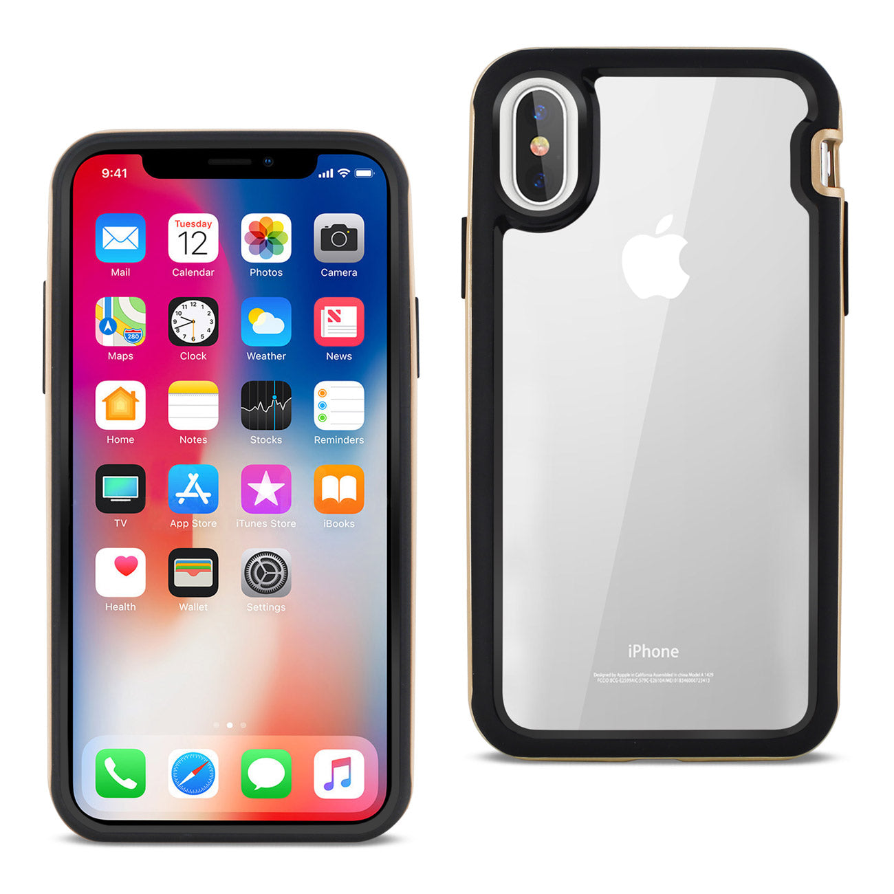 iPhone X/iPhone XS Hard Transparent Plastic TPU Case In Clear Gold