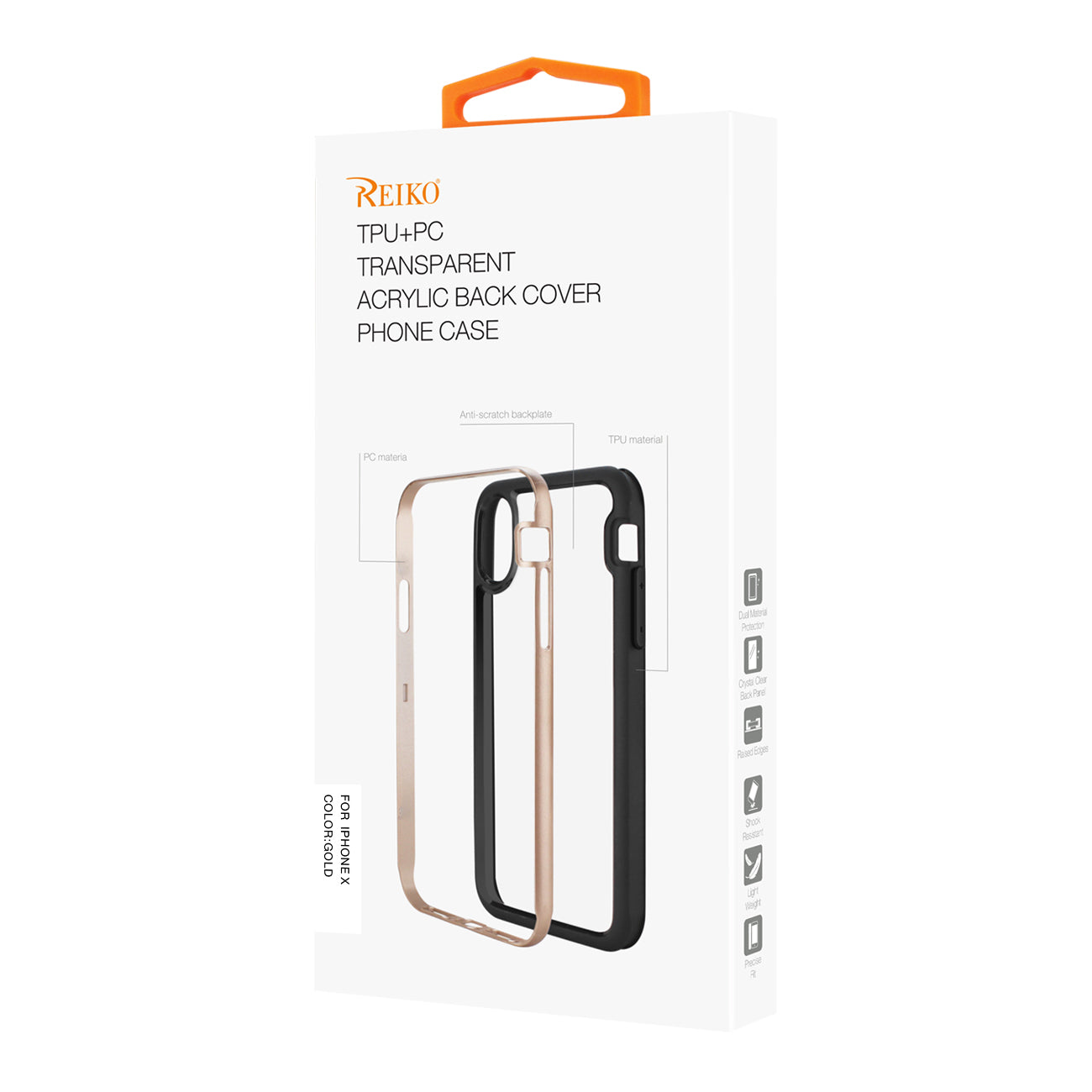 iPhone X/iPhone XS Hard Transparent Plastic TPU Case In Clear Gold