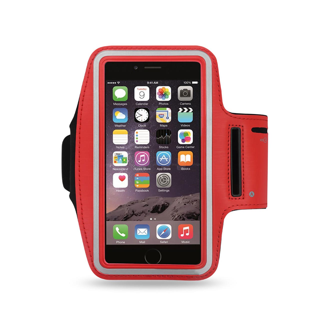 Case Touch Screen With Running Armband Reiko 5.4X2.65X0.35 Inches Red Color