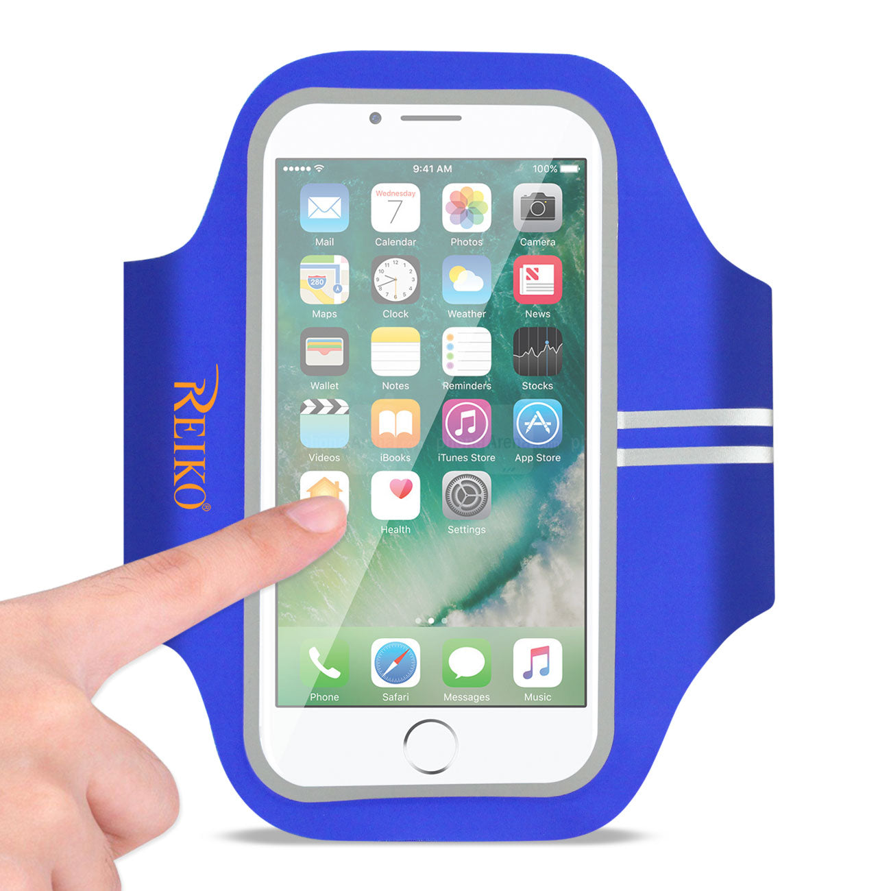 Reiko Running Sports Armband With Touch Screen 5X3X0.5 Inches Device In Blue
