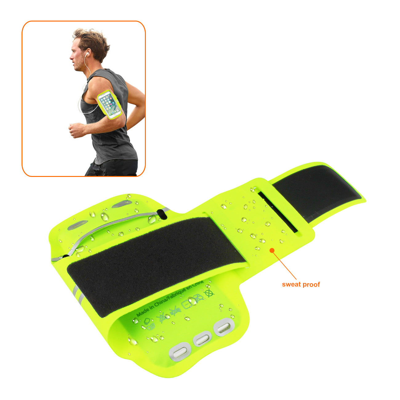 Reiko Running Sports Armband With Touch Screen 5X3X0.5 Inches Device In Green