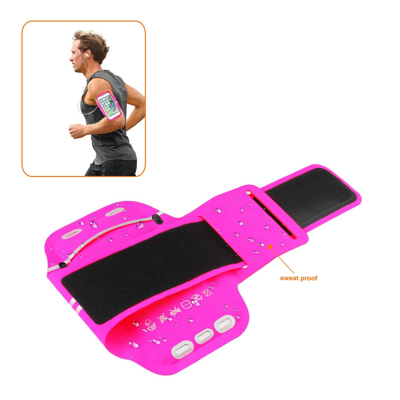 Reiko Running Sports Armband With Touch Screen 5X3X0.5 Inches Device In Pink
