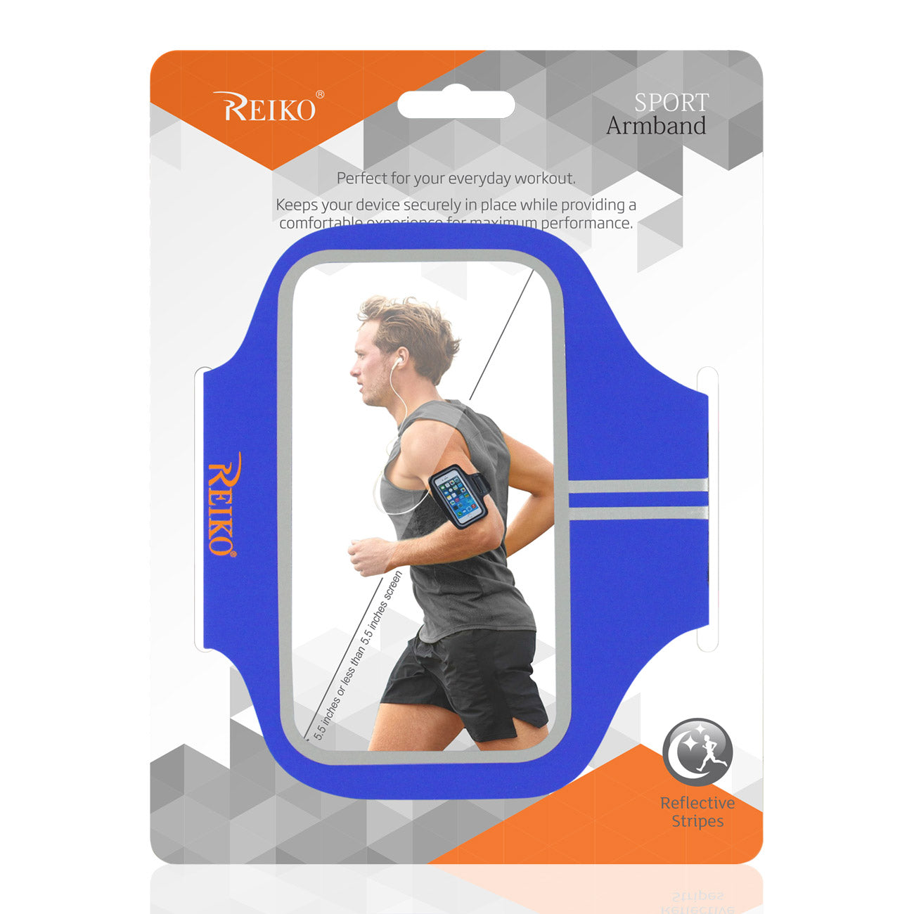 Reiko Running Sports Armband With Touch Screen 5.5X3X 0.5 Inches Device In Blue